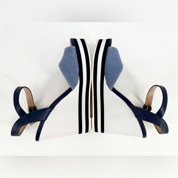 Aldo Blue and White Wedge Sandals - Picture 3 of 4